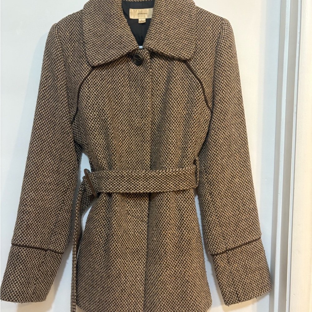 Merona Brown Tweed Trench Coat